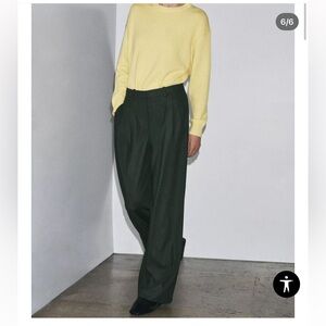 Zara green wide leg pleated pants